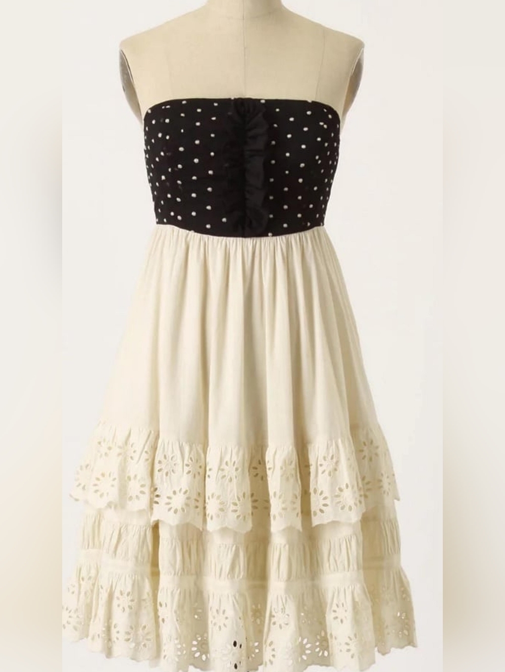 Anthropologie 'Hovering Dots' Strapless Dress From 2010 *worn only once* Size 2